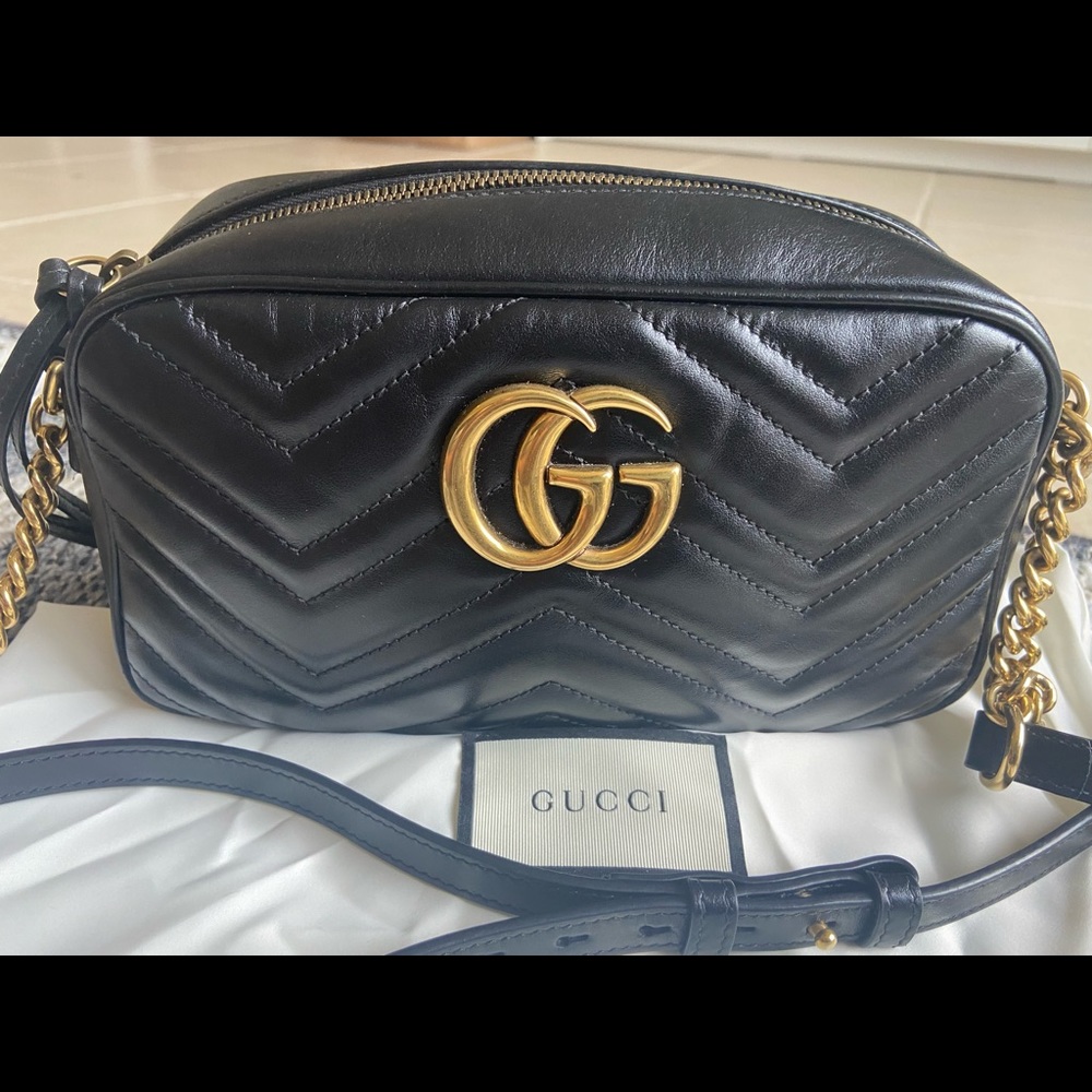Auth Gucci Marmont Matelasse Small Black